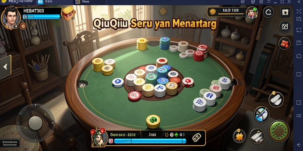 Screenshot HEBAT303 menampilkan aksi seru dalam permainan QiuQiu.