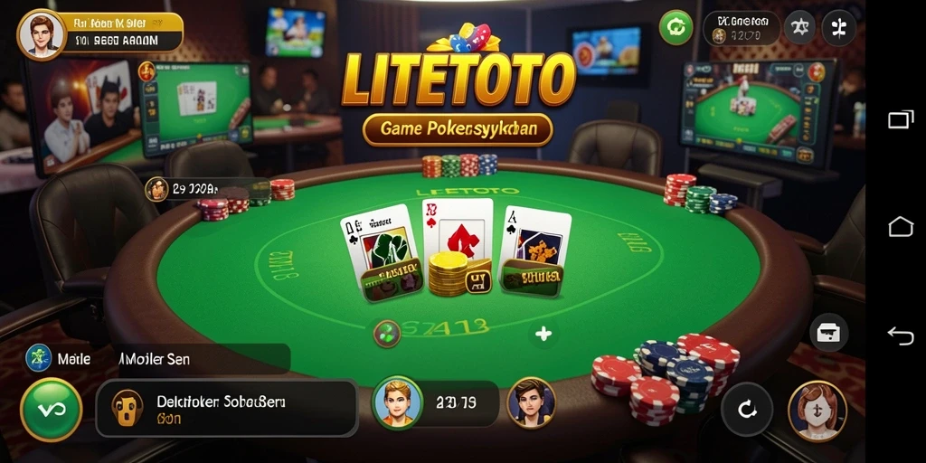 Screenshot LITETOTO menampilkan permainan poker yang mendebarkan dan interaksi sosial.