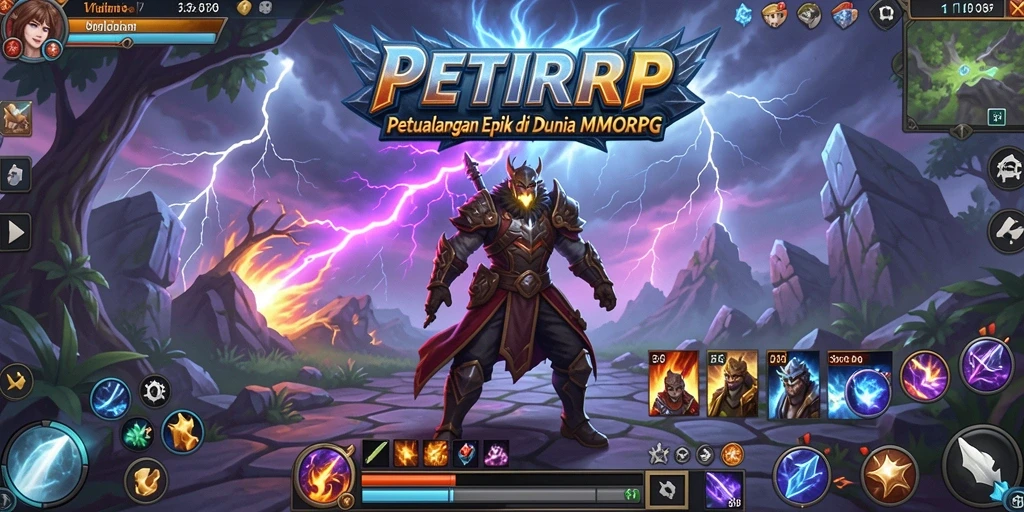 Tampilan layar permainan PETIRRP yang menampilkan aksi seru di dunia MMORPG.