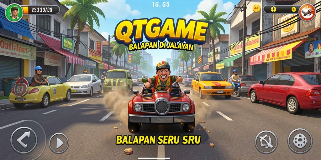 Screenshot menampilkan pengalaman gameplay balapan yang seru di QTGAME.