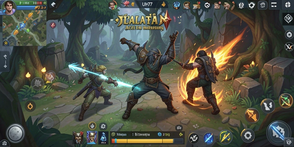 Gameplay ARPG UH77 yang penuh aksi dan petualangan.